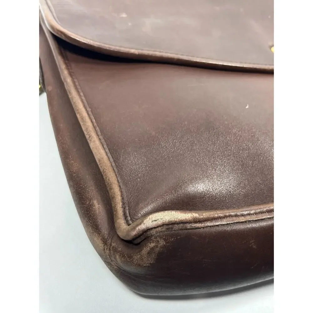 COACH Bag 5265 Lexington Brief Leather Saddle Briefcase Laptop Messenger Brown